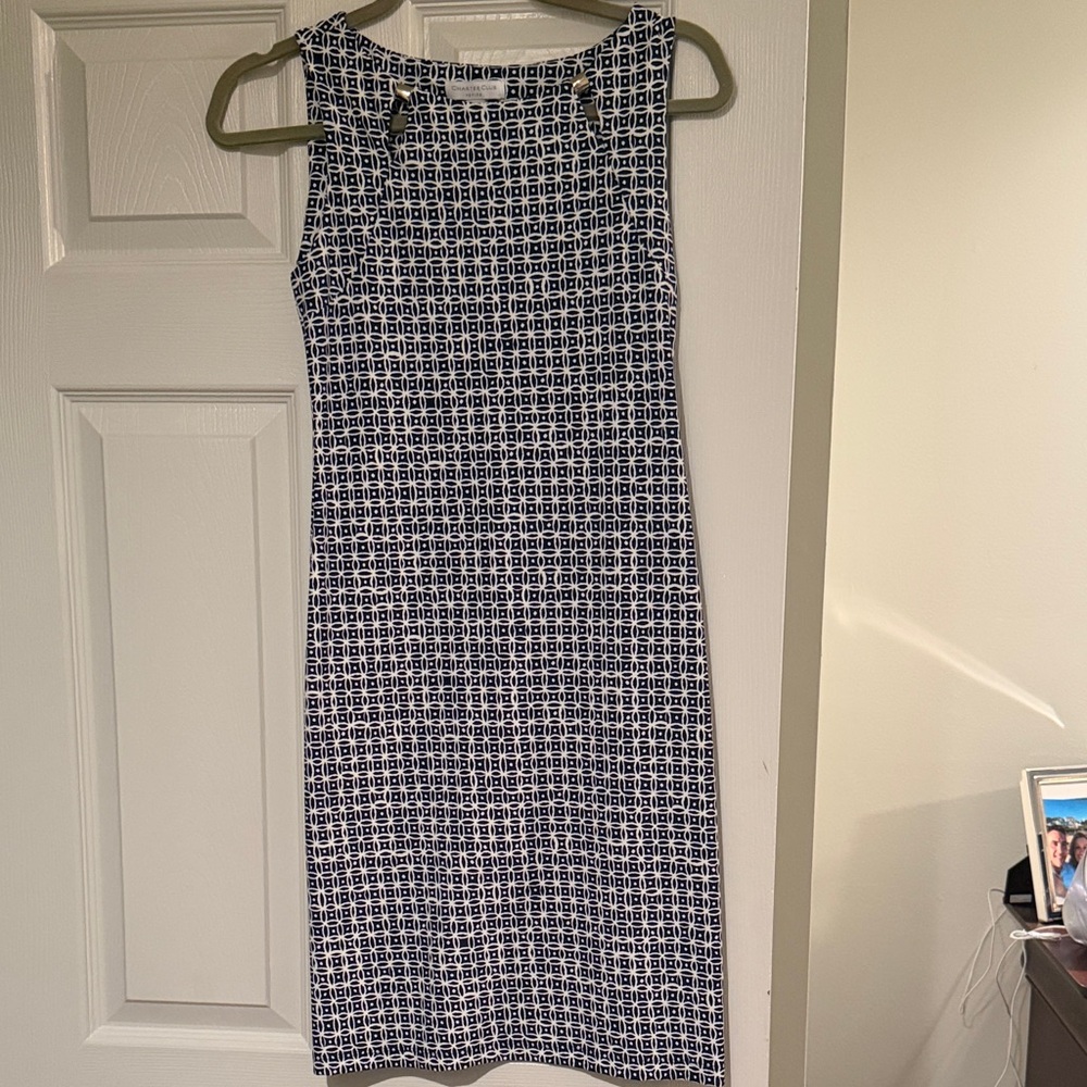 Navy blue and White Patterned Dress